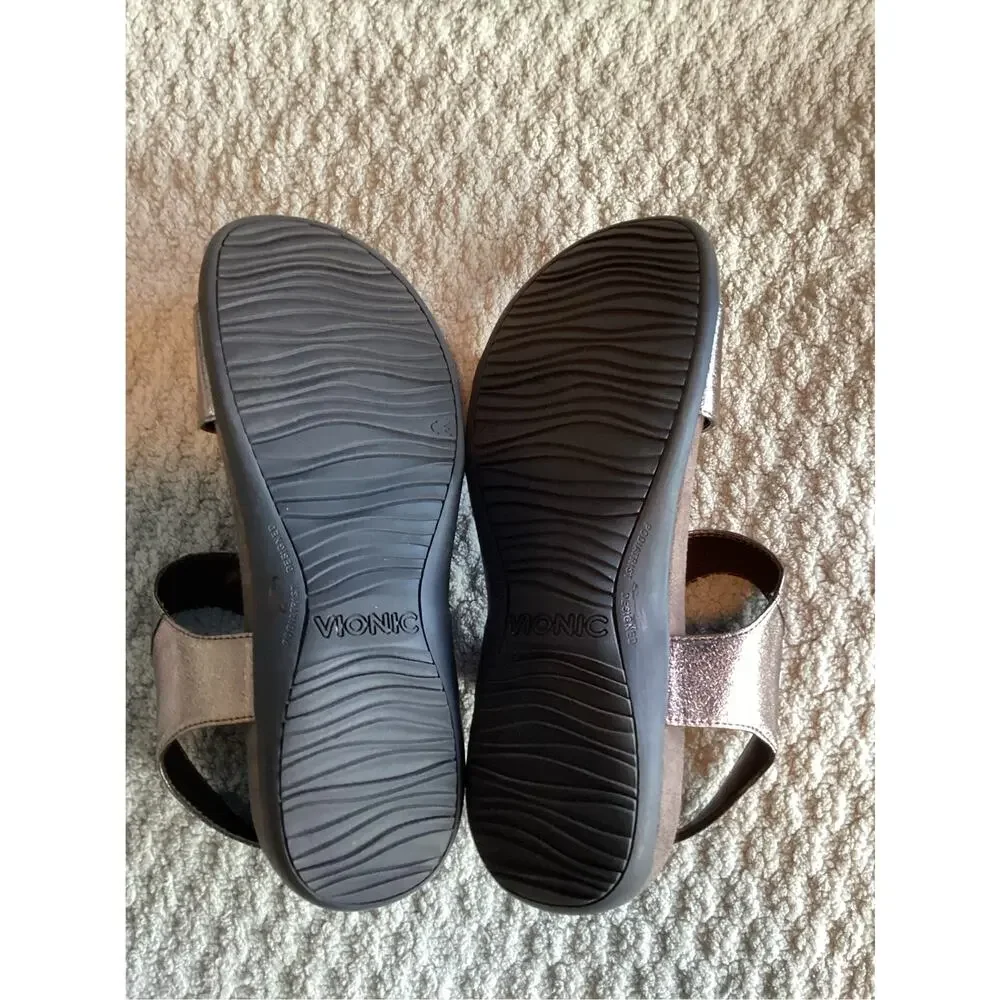 Vionic adjustable sandals marsala Metallic Gunmetal women's size 10